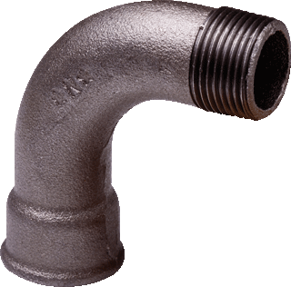 Nefit Industrial Malleable staal zwarte bocht 90&deg; 3/8&quot; binnendraad x buitendraad 9170010002