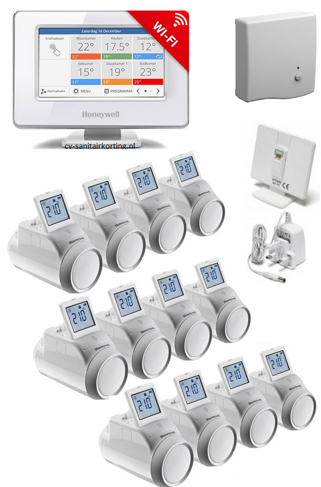 Honeywell Evohome Wifi ATP951M3118 opentherm pakket met 12 knoppen OP=OP