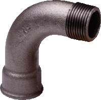 Nefit Industrial Malleable staal zwarte bocht 90&deg; 3/8&quot; binnendraad x buitendraad 9170010002