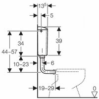 Geberit laaghangend reservoir met spoel/stop bediening wit 136.607.11.1