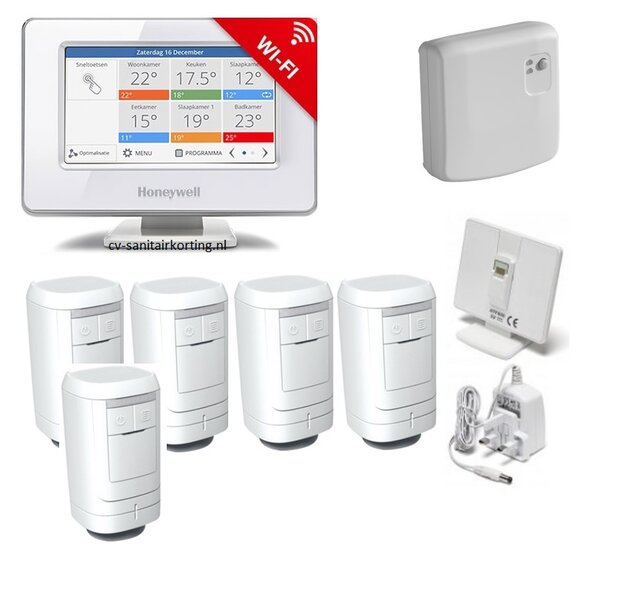 Honeywell Evohome Wifi ATP921R3100 aan/uit + 5 HR91 