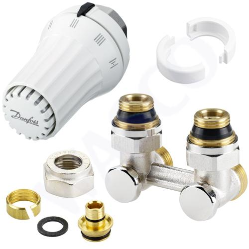 Danfoss H-blokset HAAKS 1/2&quot;+3/4&quot; x 16/2mm afsluitbaar RAE-K+RVL-KS