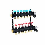 Henco 4 groeps composiet vloerverwarmingsverdeler 1" en 4x 3/4" regelbaar met debietmeting UFH-0605MDK04 OP=OP